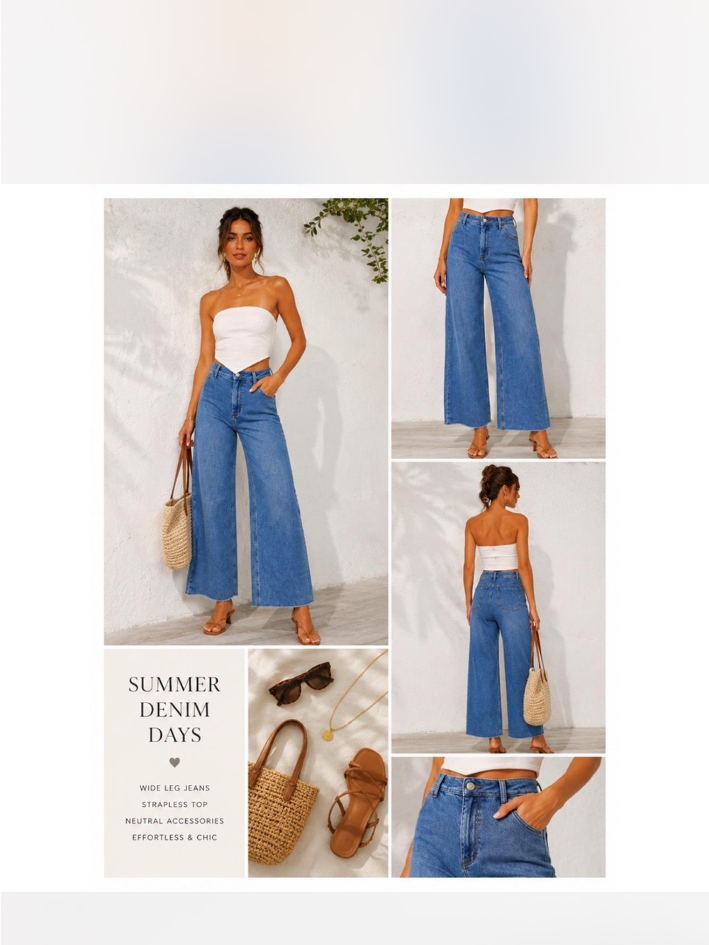 Zara wide-Leg Jeans in Deep Blue and  frayed hem.